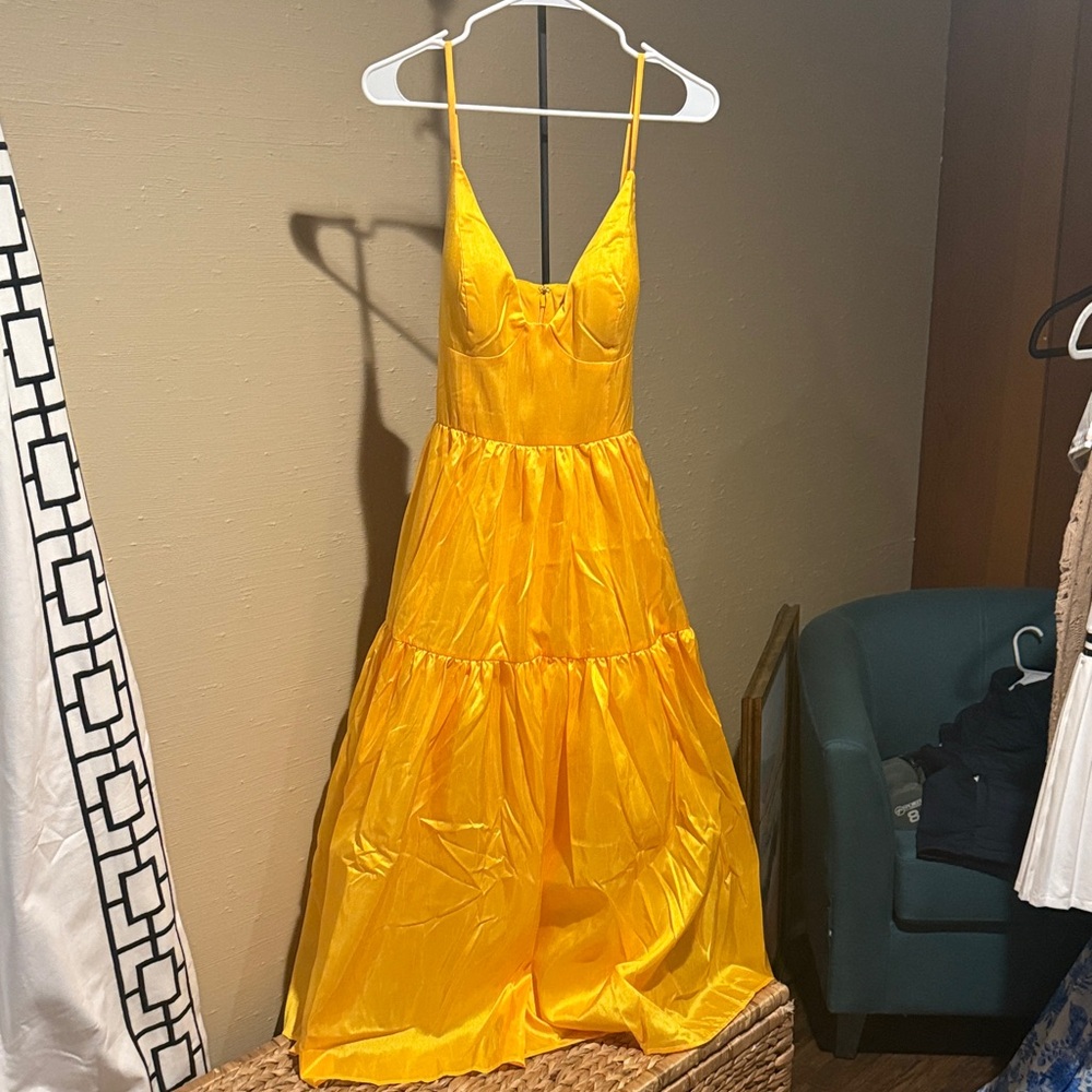 Hutch Sunlit Yellow Tiered Maxi Dress
